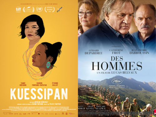 affiches des films Kuessipan de Myriam Verreault et Des Hommes de Lucas Belvaux