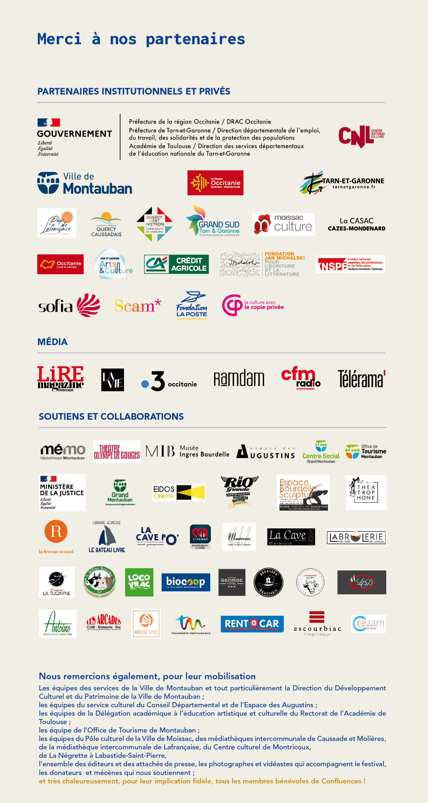 Logos des partenaires du festival littéraire Lettres d'automne