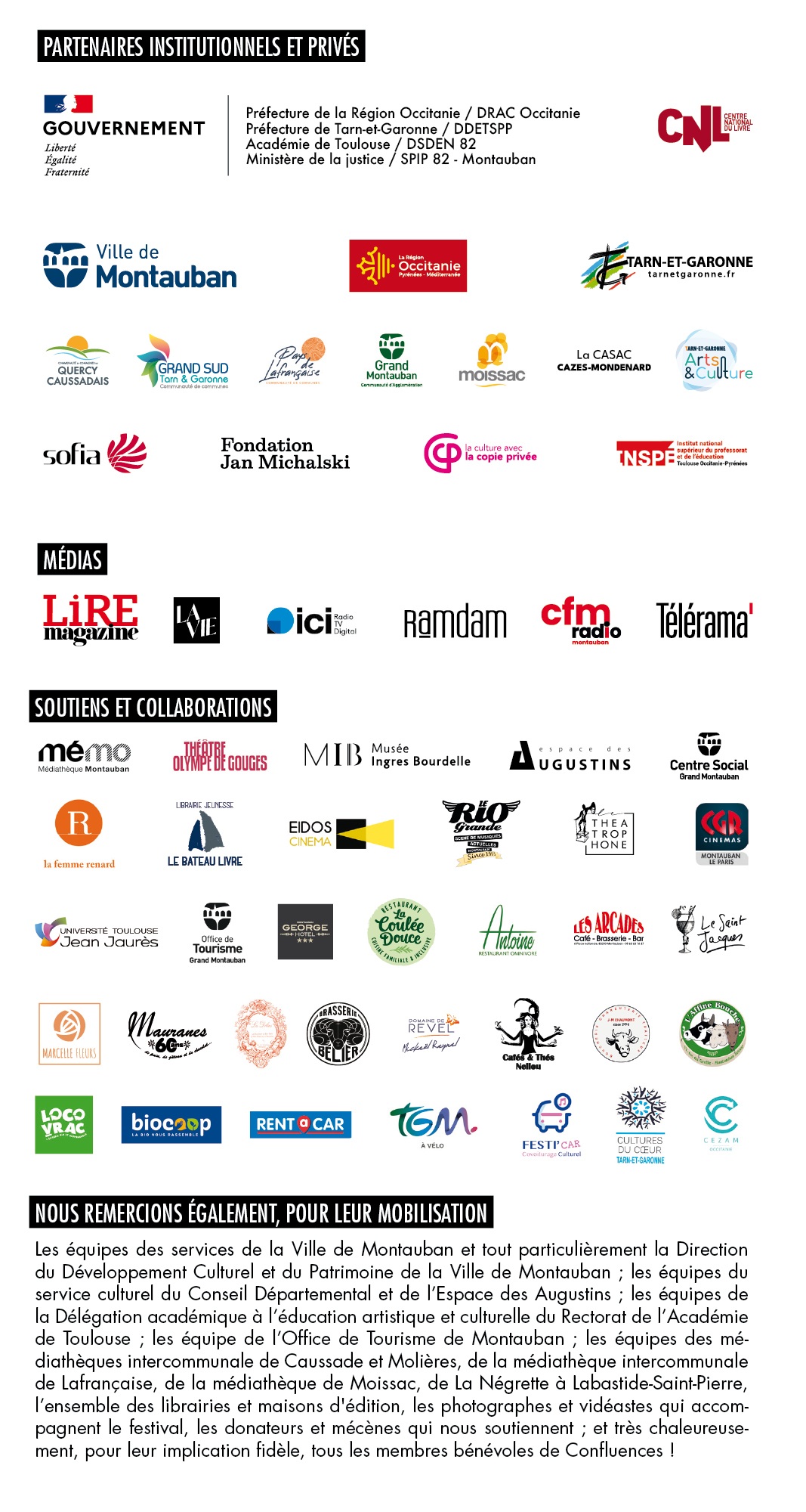 Logos des partenaires du festival littéraire Lettres d'automne